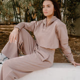 Chill Fit Wide Leg Pipped Joggers - Latte