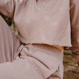 Chill Fit Cropped Zip Up Jumper - Latte