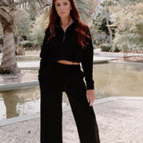 Chill Fit Cropped Zip Up Jumper - Black