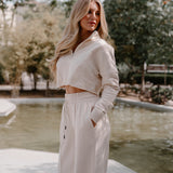 Chill Fit Cropped Zip Up Jumper - Vanilla