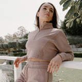 Chill Fit Cropped Zip Up Jumper - Latte