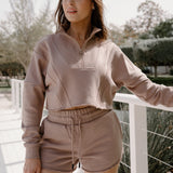 Chill Fit Cropped Zip Up Jumper - Latte