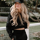 Chill Fit Cropped Zip Up Jumper - Black