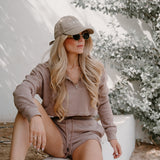 Chill Fit Cropped Zip Up Jumper - Latte