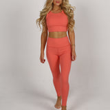 Sculpted High Waisted Leggings - Coral