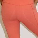 Sculpted Side Pocket Leggings - Coral