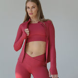 Sculpted X-Over Scrunch Bum Leggings - Raspberry