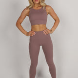 Sculpted Long Line Bra - Mauve