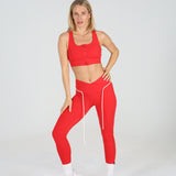 Sculpted 2.0 X Over Leggings with Rope - Scarlet