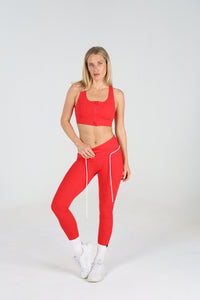 Sculpted 2.0 X Over Leggings with Rope - Scarlet