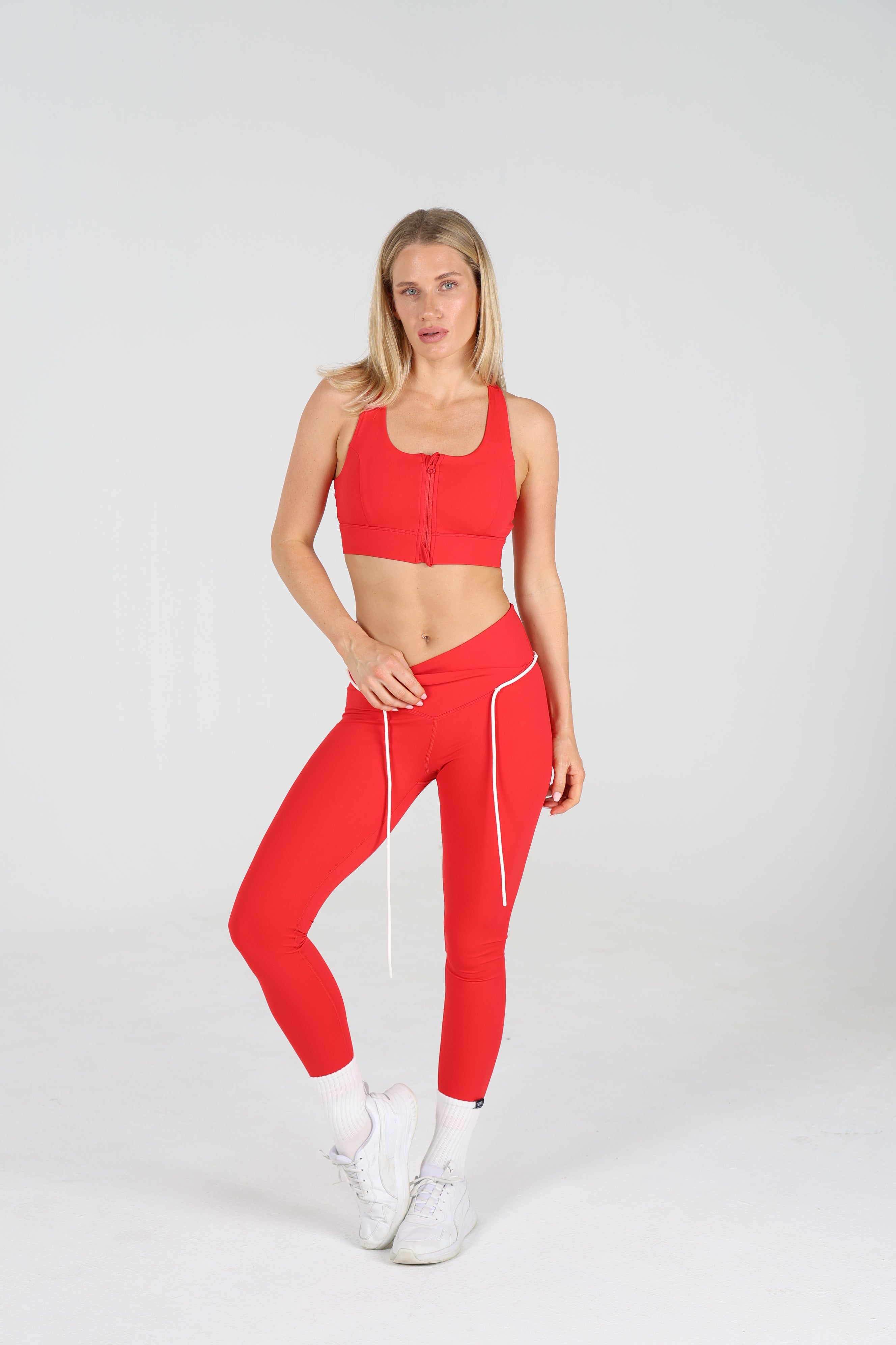 Sculpted 2.0 X Over Leggings with Rope - Scarlet