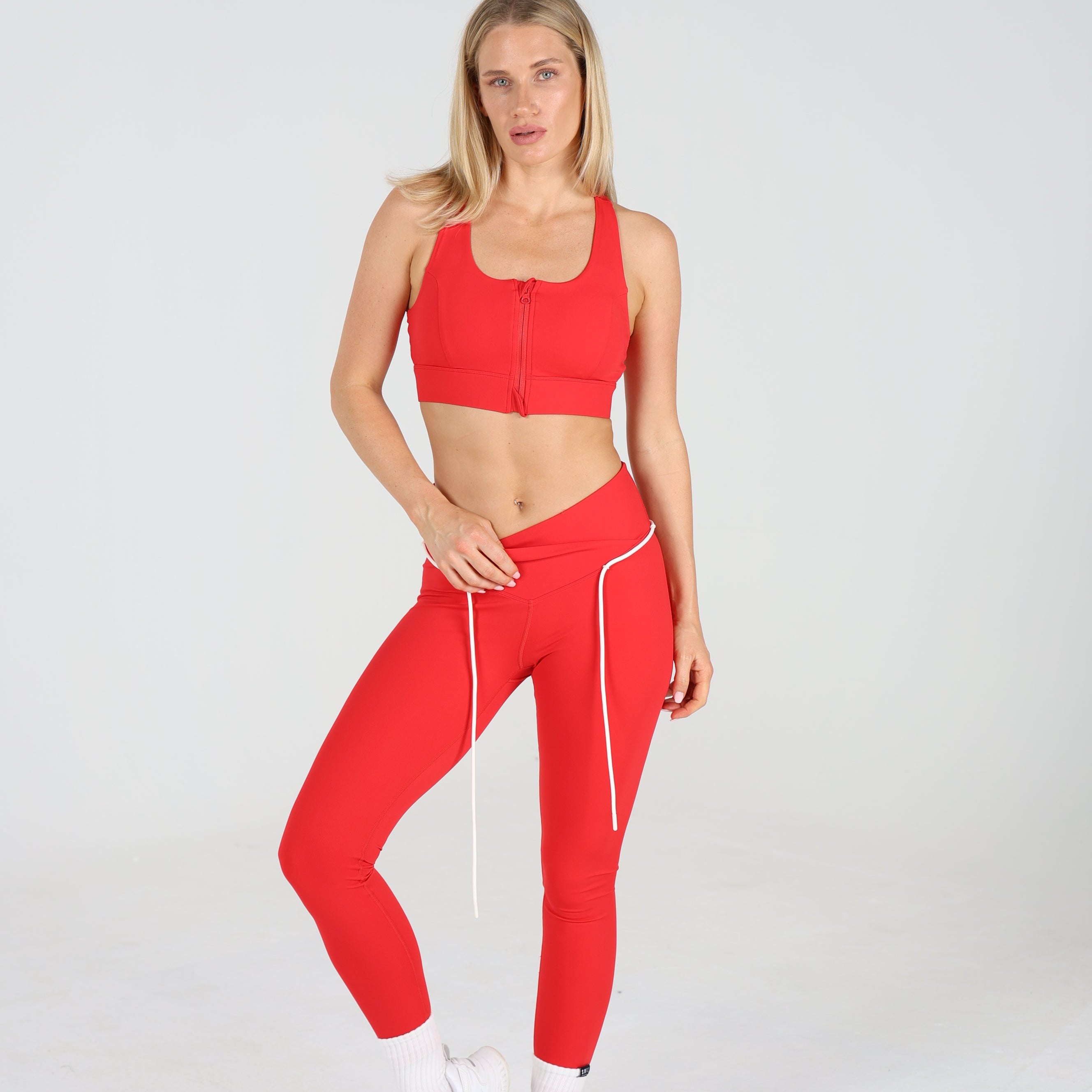 Sculpted 2.0 X Over Leggings with Rope - Scarlet