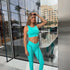 Sculpted 2.0 X Over Leggings with Rope - Cyan