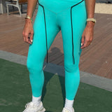 Sculpted 2.0 X Over Leggings with Rope - Cyan