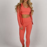 Sculpted Side Pocket Leggings - Coral
