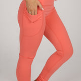 Sculpted Side Pocket Leggings - Coral