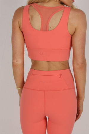 Sculpted Long Line Bra - Coral
