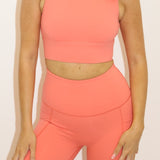 Sculpted Long Line Bra - Coral