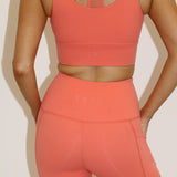 Sculpted Long Line Bra - Coral