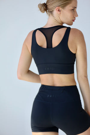 Sculpted Long Line Bra - Black