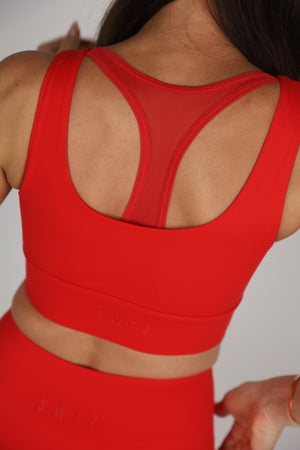 Sculpted Long Line Bra - Scarlet