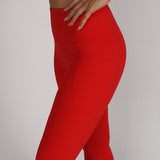 Sculpted Side Pocket Leggings - Scarlet