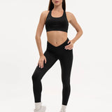 Sculpted X-Over Scrunch Bum Leggings - Black